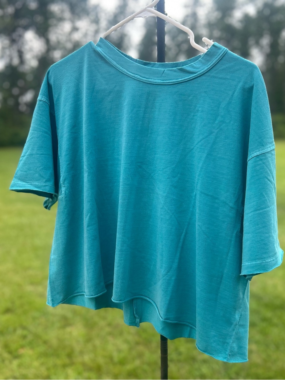 NWOT Zenana Outfitters Teal Cropped Boxy Short-Sleeve Top